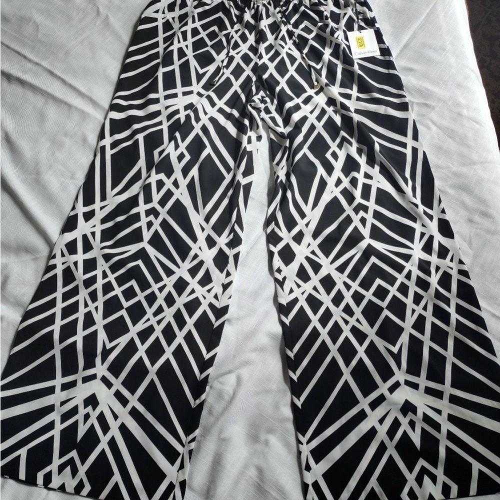 Calvin Klein Monochrome Leaf Print Pants XL NWT